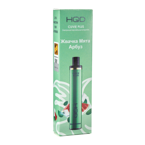 Одноразовая электронная сигарета HQD Cuvie Plus bubblewater (Жвачка мята арбуз) 1200 затяжек в Якутске